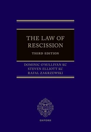 The Law of Rescission (3rd Edition) BY O'Sullivan - Orginal Pdf